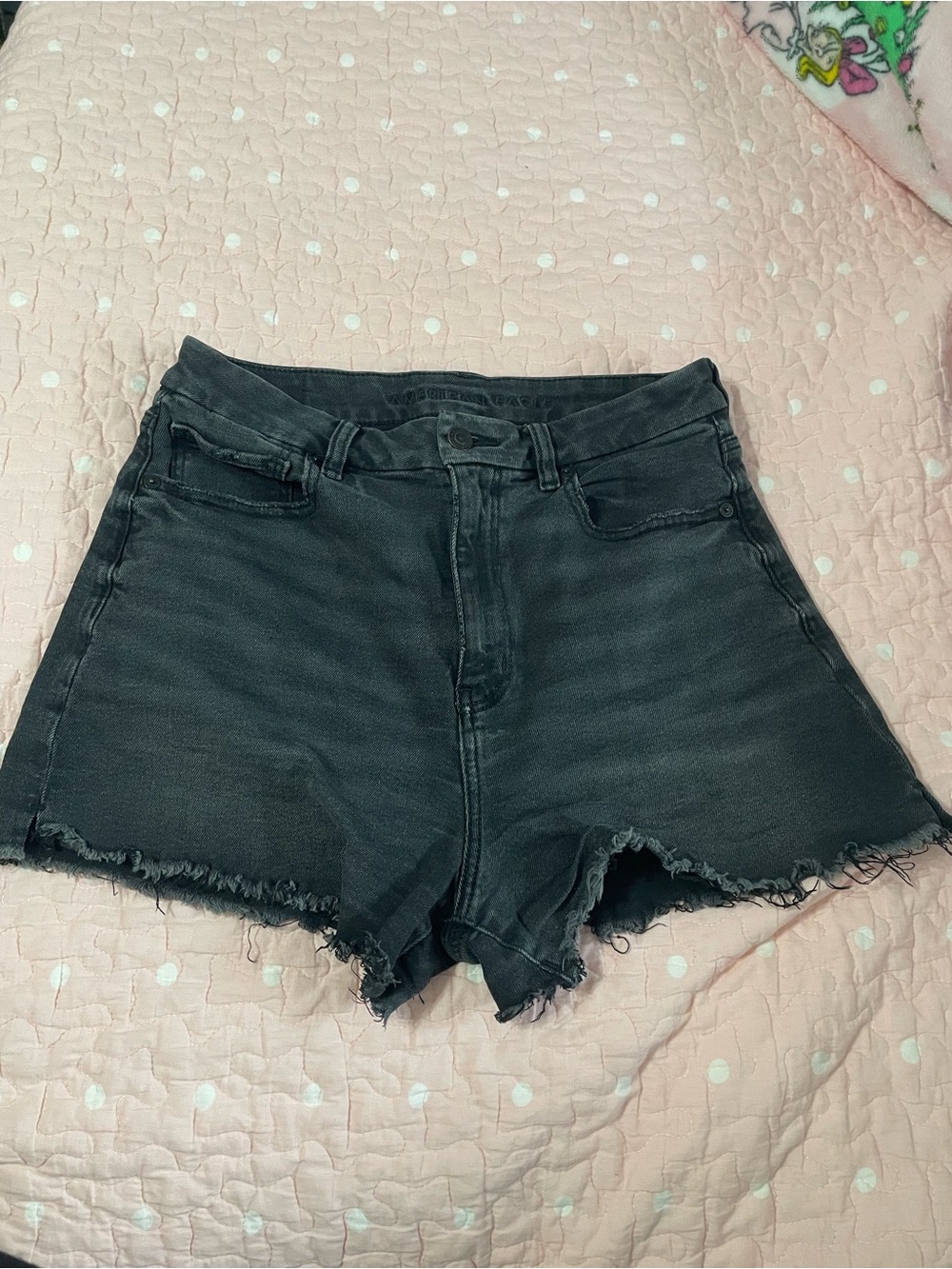 American Eagle Outfitters Black Frayed Hem Denim Shorts